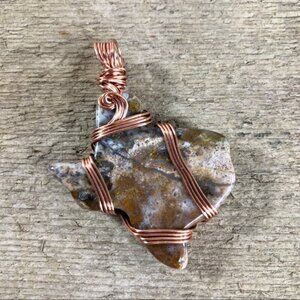 Natural Jasper Wire Wrapped Texas Necklace Pendant